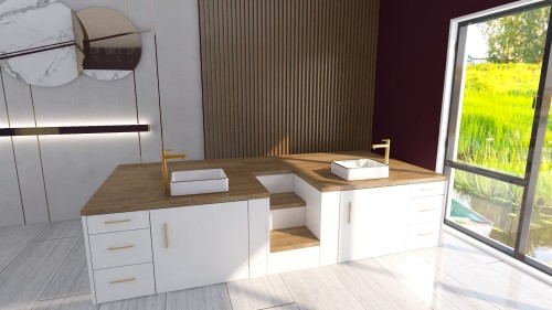 Podwójny Podest do Pedicure Wysoki Beauty z umywalką i chowanymi drzwiami 