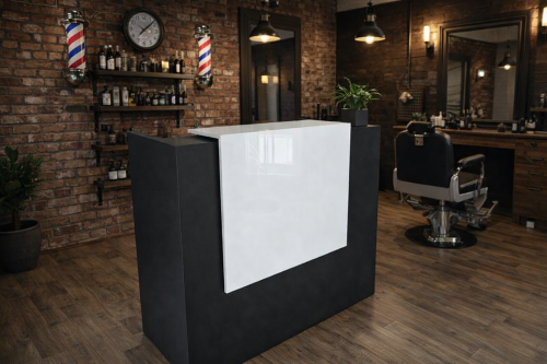 Czarna lada recepcyjna POLA 80 cm do barbershopu