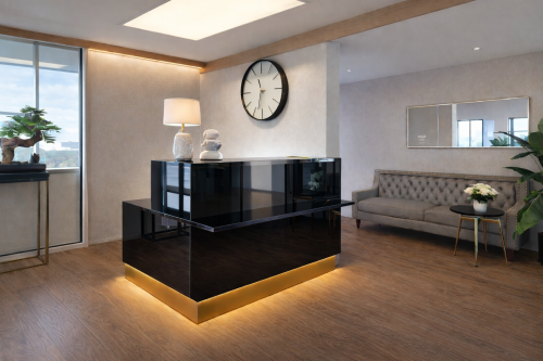 Lada recepcyjna narożna BLACK LED