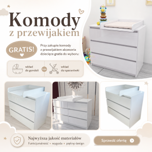 Komoda z przewijakiem i szufladami  BIAŁY MAT  szerokość  90cm lub 120cm