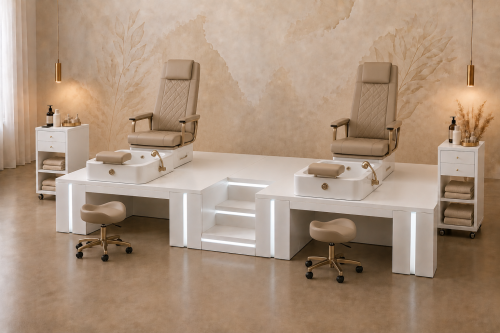 Podwójny podest do pedicure DOUBLE FLASH LED z dwoma stanowiskami