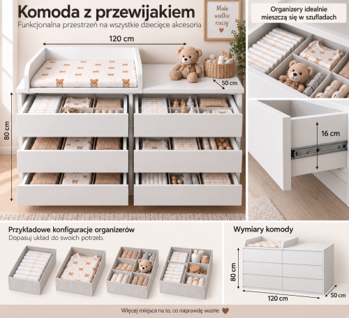 komoda z przewijakiem organizery skubb
