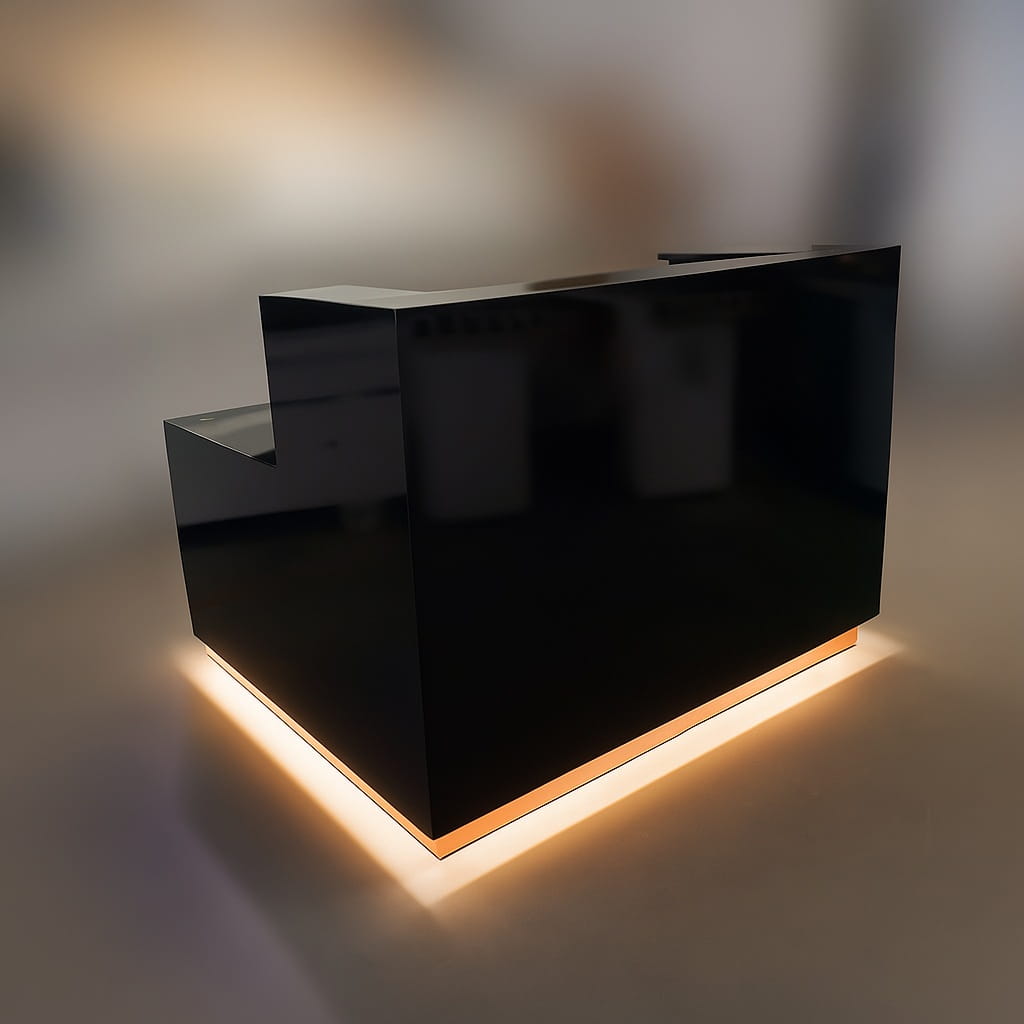 Narożna lada recepcyjna BLACK LED w czarnym połysku